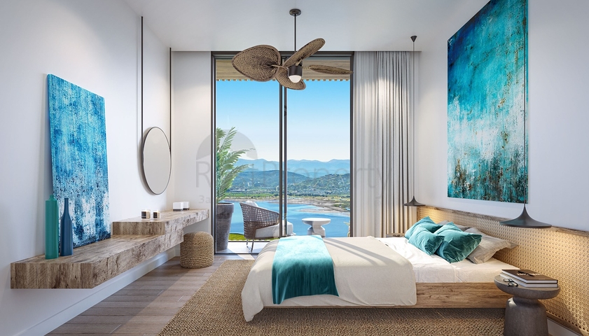 Villen im modernen Stil mit Seeblick.