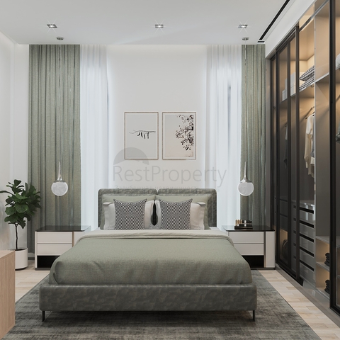 Ein idealer Apartmentkomplex, umgeben von üppigem Grün.