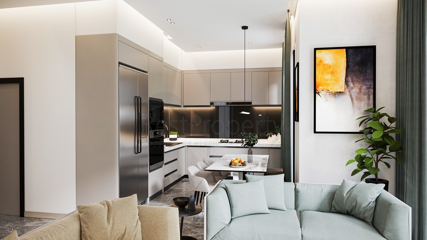 Ein idealer Apartmentkomplex, umgeben von üppigem Grün.