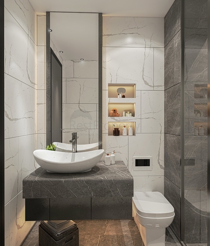 Ein idealer Apartmentkomplex, umgeben von üppigem Grün.