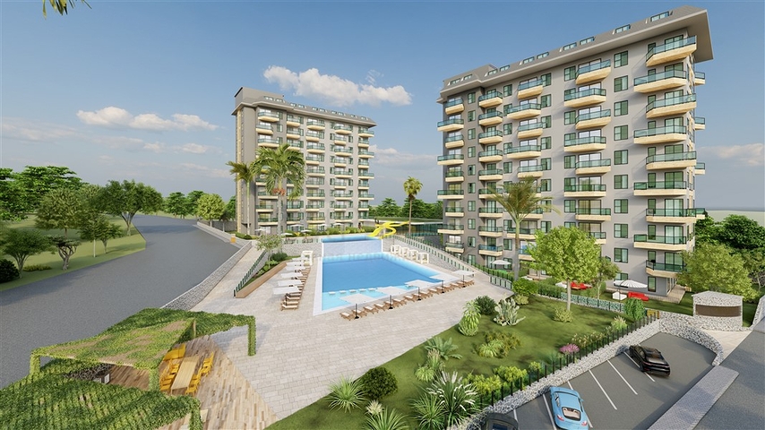 1+1 Wohnung in einem neu gebauten Haus im Stadtteil Avsallar