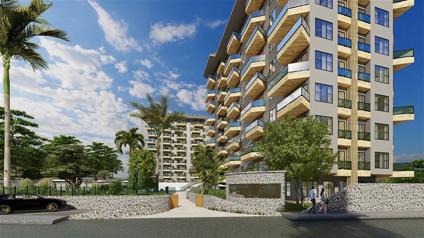 1+1 Wohnung in einem neu gebauten Haus im Stadtteil Avsallar