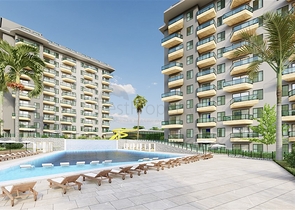 1+1 Wohnung in einem neu gebauten Haus im Stadtteil Avsallar