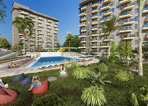 1+1 Wohnung in einem neu gebauten Haus im Stadtteil Avsallar