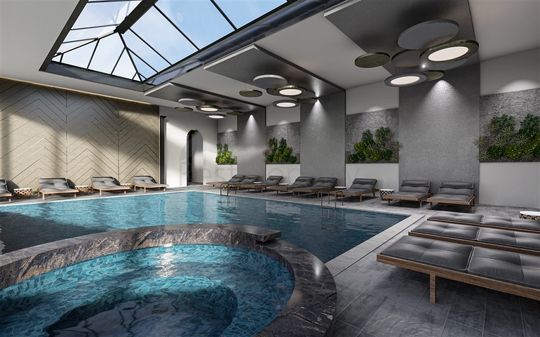 Zweizimmerwohnung mit Panoramablick auf die Berge im Stadtteil Mahmutlar