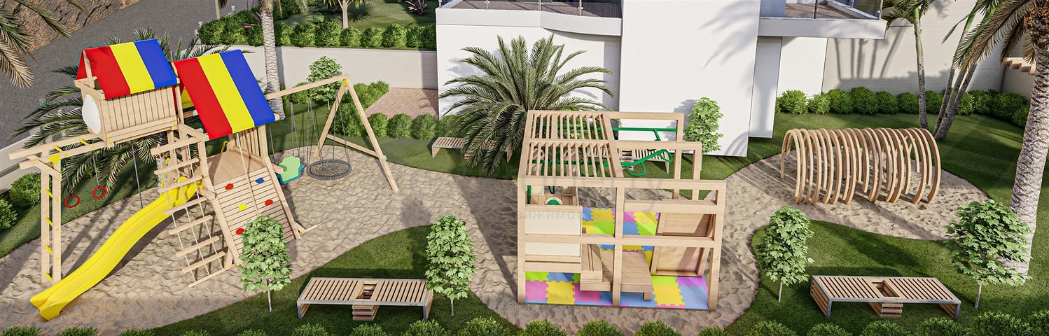 Zweizimmerwohnung mit Panoramablick auf die Berge im Stadtteil Mahmutlar