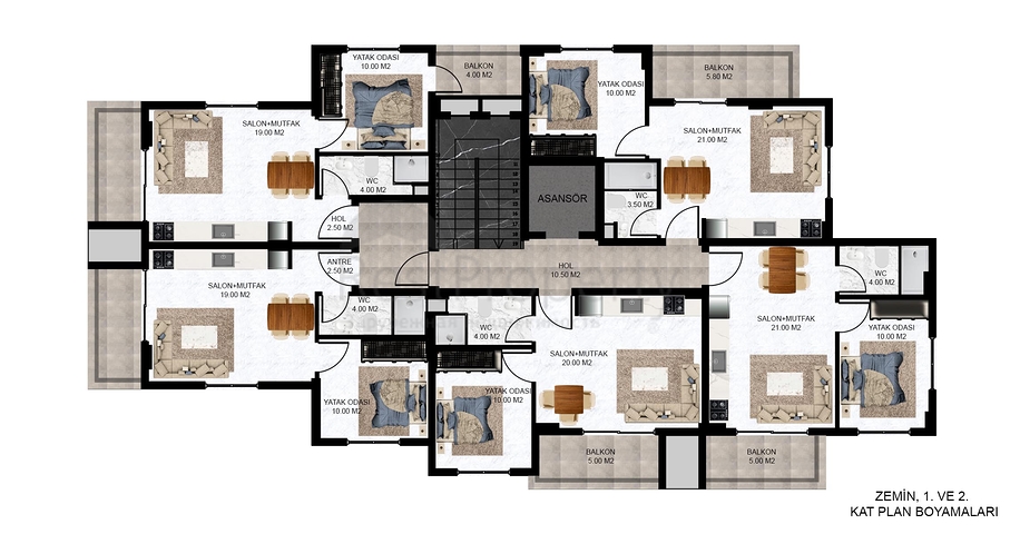 Ein moderner Boutique-Komplex in beiden