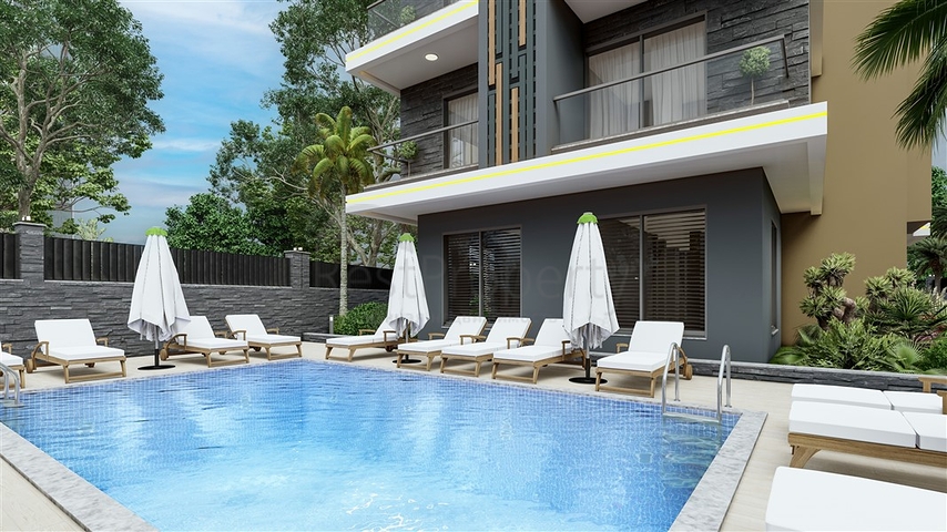 Ein moderner Boutique-Komplex in beiden