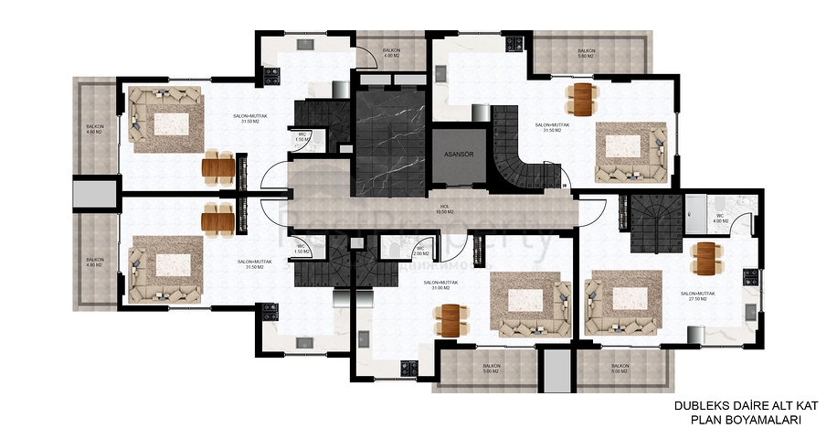 Ein moderner Boutique-Komplex in beiden