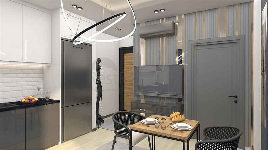 Ein moderner Boutique-Komplex in beiden