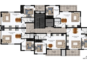 Ein moderner Boutique-Komplex in beiden