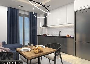 Ein moderner Boutique-Komplex in beiden