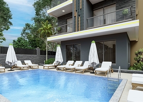 Ein moderner Boutique-Komplex in beiden