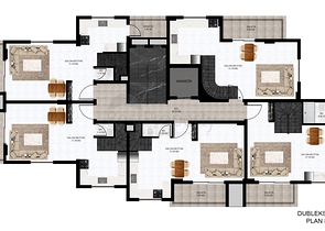 Ein moderner Boutique-Komplex in beiden