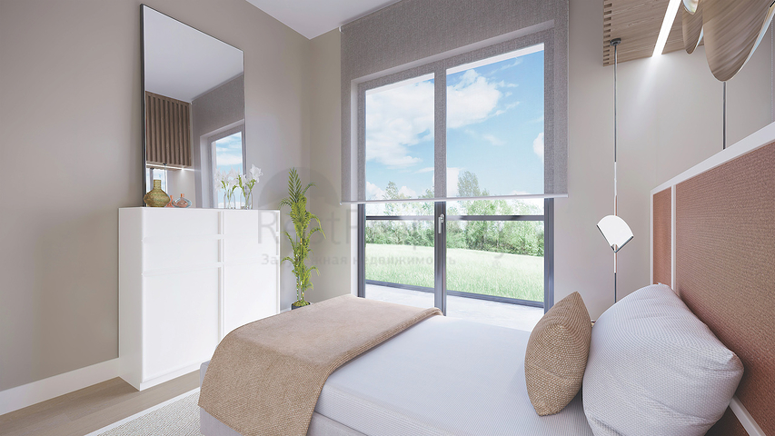 Das 2+1 Apartment im Eco-Komplex ist von Nadelwäldern in der Gegend von Dortepe am östlichen Ende von Bodrum umgeben.