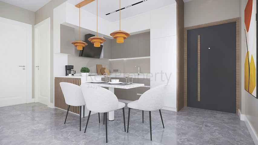 Das 2+1 Apartment im Eco-Komplex ist von Nadelwäldern in der Gegend von Dortepe am östlichen Ende von Bodrum umgeben.