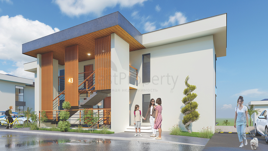 Das 2+1 Apartment im Eco-Komplex ist von Nadelwäldern in der Gegend von Dortepe am östlichen Ende von Bodrum umgeben.