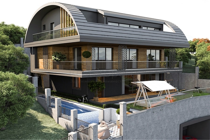 Neues Projekt einer exklusiven Villa im Stadtteil Kargicak Neues Projekt einer exklusiven Villa im Stadtteil Kargicak