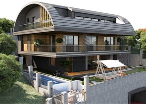 Neues Projekt einer exklusiven Villa im Stadtteil Kargicak Neues Projekt einer exklusiven Villa im Stadtteil Kargicak