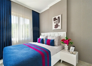 Gemütliche 1+1 Wohnung in einer Anlage umgeben von Nadelwäldern in Avsallar