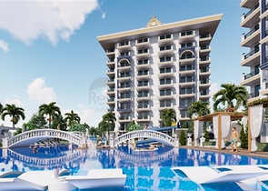 1+1 Wohnung in einem neuen Komplex in Avsallar