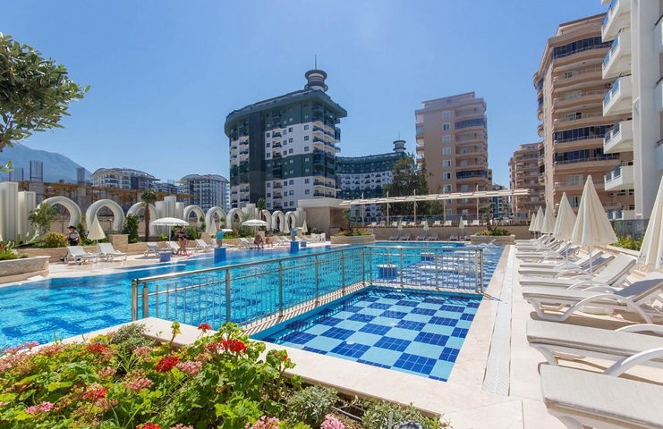 Moderne Wohnung am Meer in einer entwickelten Gegend von Alanya