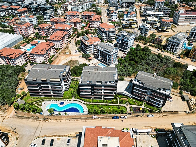 Moderne möblierte Wohnung in einer Wohnanlage mit reicher Infrastruktur in der Gegend von Oba