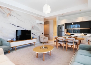 Luxuriöse 3+1-Wohnung mit Garten in einem Luxus-Komplex am Meer