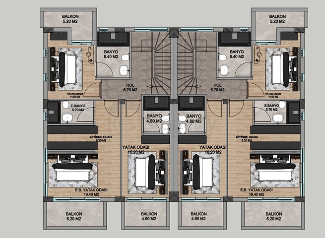 Zum Verkauf stehen 4+1-Villen in der Region Doshemealty - Antalya zur Verfügung 