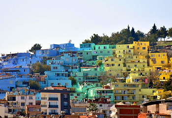 Multicolored houses in Kusadasi / Turkey